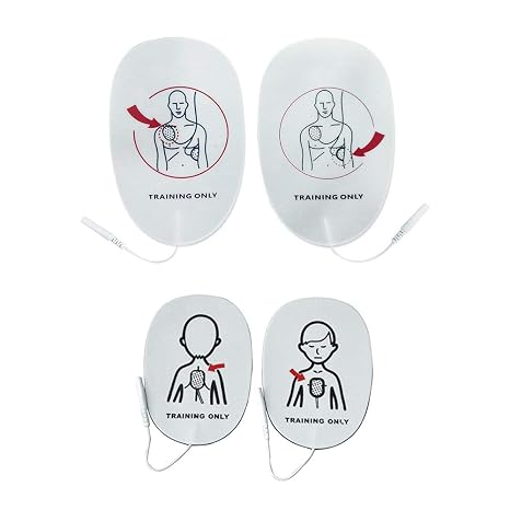 Latex Free Foam AED Practi-Trainer Replacement Pads for Adult 1 Pair and Child 1 Pair, for Training Only