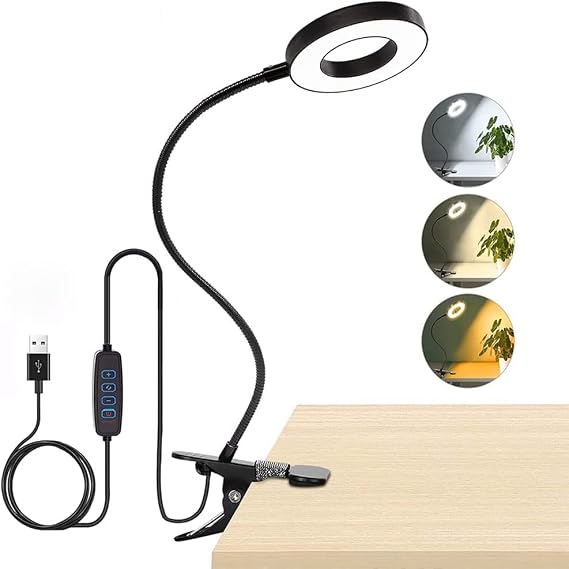 ROBEVE Akrobat Masa Lambası USB Girişli Göz Koruyucu Klipsli Masaya Sabitlenen Ayarlanabilir Işık Seviyesi Çok Fonksiyonlu LED Masa Lambası Sarı Beyaz Gün Işığı 3 Modlu Masa Lambası Çalışma Lambası