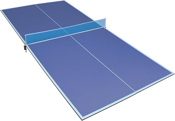 8FT Mid-Size Ping Pong Conversion Top Foldable & Portable Table Tennis Table Top for Indoor Games-Blue