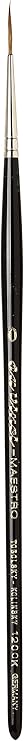 da Vinci Watercolor Series 1200k Maestro Paint Brush, Medium Needle Liner/Rigger Kolinsky Red Sable, Size 0 (1200K-0)