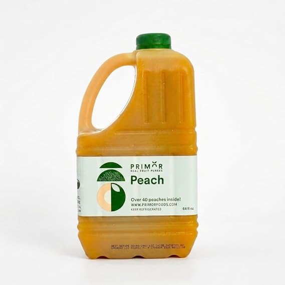 Primor Fruit Purees | Made with Real Fruit | Countless Applications: Juices, Smoothies, Cocktails, Desserts, and More - Peach