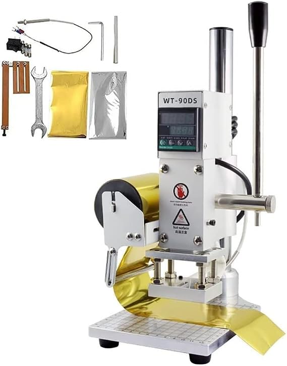 Hot Foil Stamping Pressure Mark Machine Hot Foil Stamping Machine Automatic Leather Embossing Machine for Custom Leather PU (8X10CM)