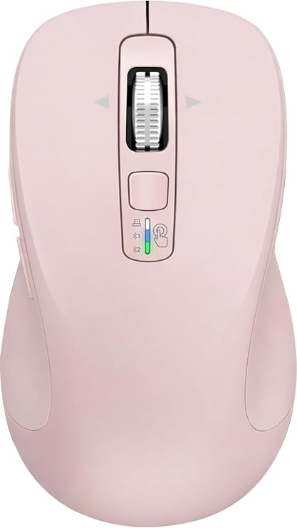 CITLLA Wireless Bluetooth Mouse (USB + BT1 + BT2), Full Size Mouse, 4-Way Scrolling, Multi-Device Silent for Computer, Laptop, iPad, MacBook (Pink)