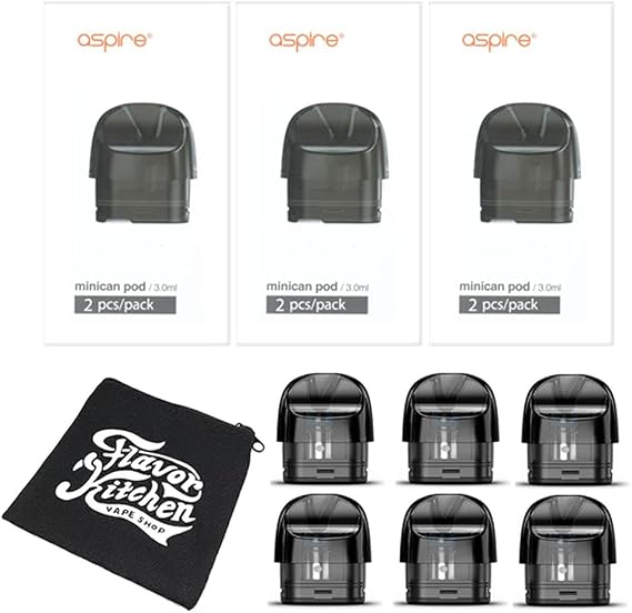 Plus Plus aspire Minican+ Replacement Cartridges 3 Boxes 6 Pieces Total + FlavorKitchen Original Mini Pouch Set