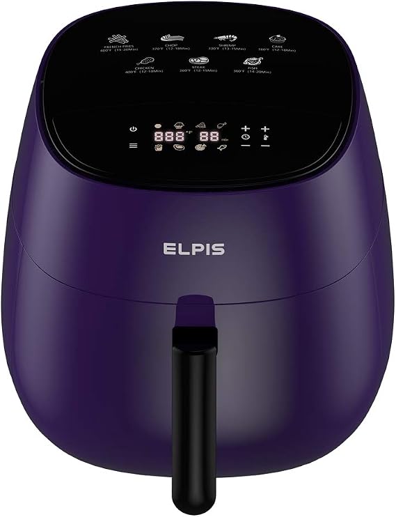 Elpis Ceramic Air Fryer 1400-Watt 4.3-QT 8-in-1 LED Digital Touchscreen (Violet)
