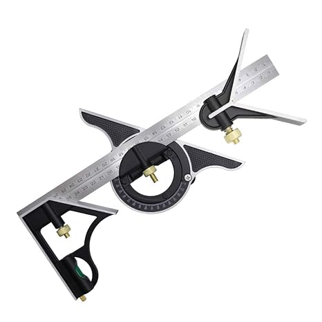 DUEBEL Combination Square - 12' Stainless Steel Multi-Function Carpentry Square with Right 90 Degree Angle Ruler