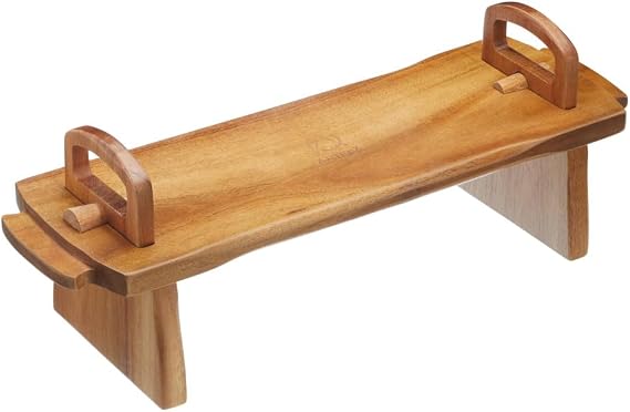 Artesà Raised Food Display Stand, Wooden Serving Board for Cheese Board and Food, Cakes, Desserts, Grazing and Buffets, 37 x 12 x 13cm, Brown