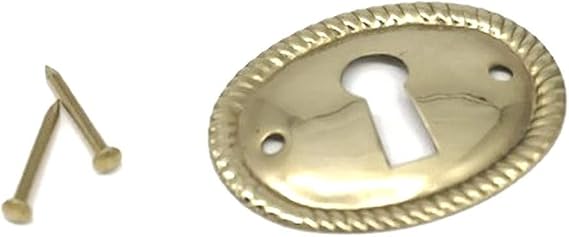 Furniture Keyhole Cover Plate 1-1/2" Cabinet Furniture Lock Escutcheon Brass Key Hole Cover Antique Victorian Locks