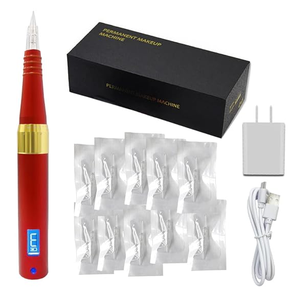 Permanent Makeup Pen Rotary Tattoo Machine Kit with 10PCS Needles Kit B643