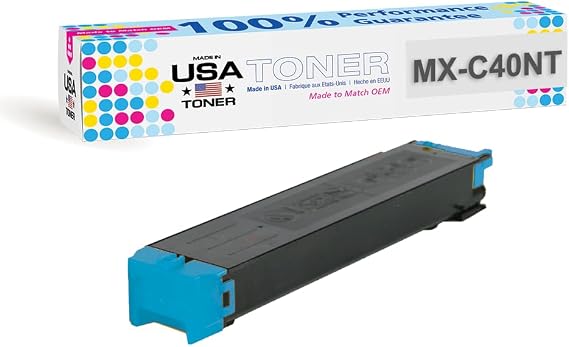 MADE IN USA TONER Compatible Replacement for Sharp MXC40NT, MX-C311, MX-C312, MX-C400P, MX-C401, MX-C402SC (Cyan)