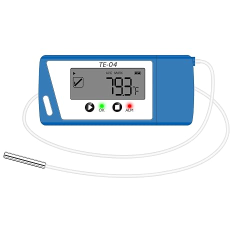 TE-04 ET Cold Chain Temperature Data Logger for Pharmacy Transport - Multi-Stop Logistics Logger with Pause & Resume, Dual Internal/External Sensors, Auto PDF/CSV, 240-Day Unlimited Recording