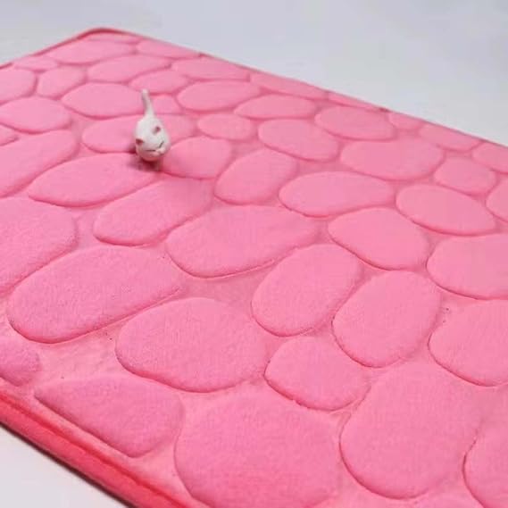 Memory Foam Bath Mat Cobblestone Bathroom Rugs Quick Dry Bath Mat, Super Absorbent Non-Slip Machine Washable Bathroom mat (Pink,40 * 60cm)