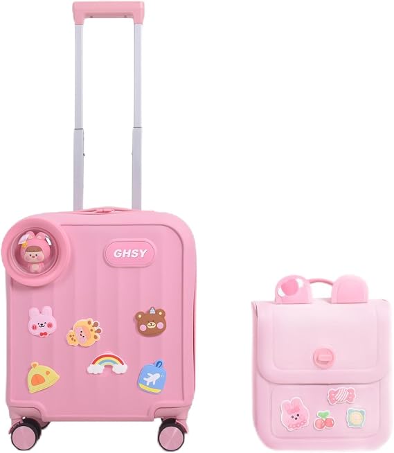 Kids Luggage Set 2PC Lightweight EVA Rolling Suitcase & Backpack for Boys Girls Toddler, Travel Carry-On with Spinner Wheels Children Rolling Travel Luggage for Airplane