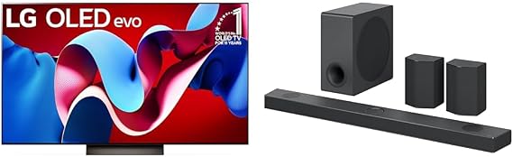 LG 65-Inch Class OLED evo C4 Series Smart TV 4K with Alexa Built-in (OLED65C4PUA, 2024)LG Sound Bar with Surround Speakers S95QR - 9.1.5 Channel, 810 Watts Output, Black