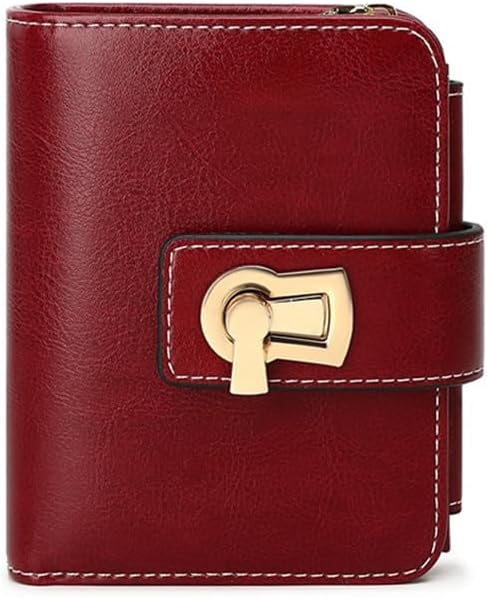 Women Wallet Trifold Fashion Purse RFID Blocking Card Holder Organizer Ladies Small Wallet with 11 Card Slots Change Pouch Red