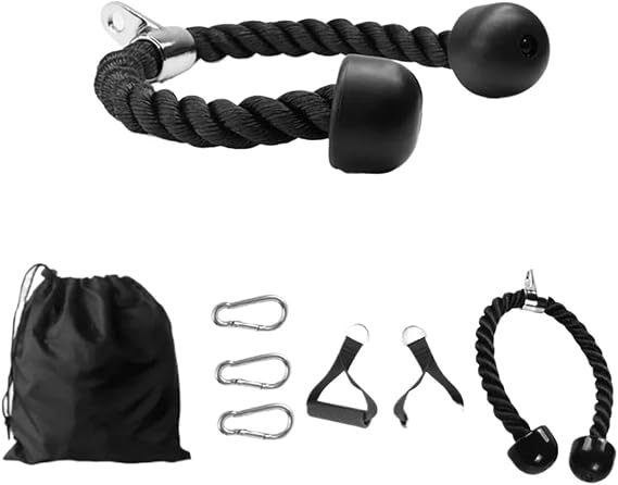 Tricep Rope Cable Double-ended rope seven-piece set, biceps pull press down training, triceps