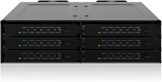 ICY DOCK 6 Bay U.2 / U.3 NVMe SSD(7mm) PCIe 4.0 Mobile Rack Enclosure for 5.25" Bay (SlimSAS SFF-8654 8i) - ToughArmor MB118VP-B