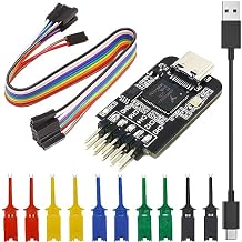USB Logic Analyzer Device 24MHz 8CH 8 Channel UART IIC SPI Debug with mini USB Cable Dupont Cable 6 Colors Test Hook Clip Set for Arduino FPGA M100 SCM