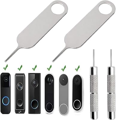 4 Pack Doorbell Key Tool Kit, Release Removal Pin Security Key, Doorbell Opening Pin Tool to Dismantle Doorbell Battery and Mount Replacement, Compatible with Arlo, Nest Video Doorbell