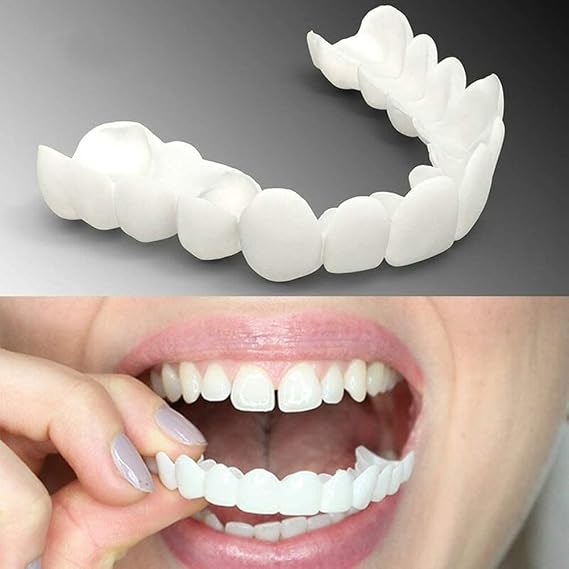 2 Pairs Cosmetic Veneers Teeth Temporary Dentures Teeth Instant Teeth Top and Bottom Veneers, Comfort Dentures for Bad Teeth [Energy Class A]