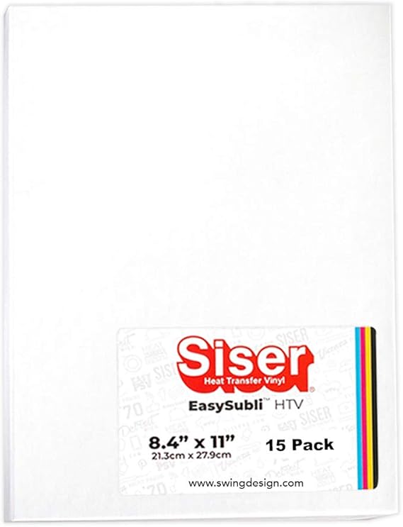 Siser EasySubli Sublimation Heat Transfer Vinyl 8.4" x 11" - 15 Pack