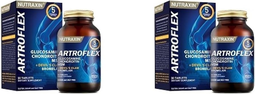 Nutraxin Artroflex, Glukozamin, Kondroitin, MSM, Bromelain ve Şeytan Pençesi İçeren, 90 Tablet x 2