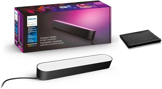 Philips Hue White & Color Ambiance Play Light Bar Single Pack, Smart LED Light, Works with Alexa Google Assistant, 16 Million Colors, Hue Bridge Required, Sync TV Movies Music Games, W/Cleaning Cloth