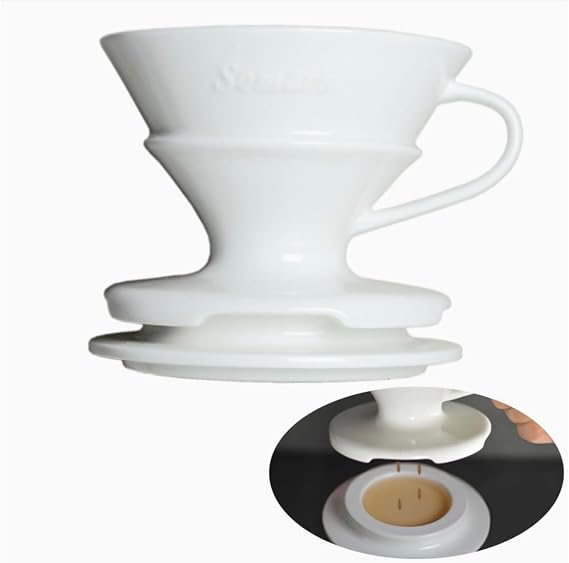 Pour Over Ceramic Coffee Dripper #2 Filters, with Drip Tray | Dripper with Drip Tray