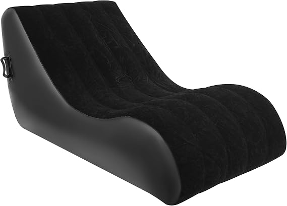 Inflatable Sofa Bed Foldable Inflating Lounger with Flocking Fabric Surface Self-Inflating Sofas with Air Pump Inflatable Couch Portable Air Sofas Air-Chair for Bedroom, Balcony (Black)