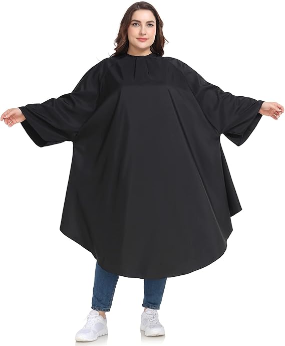 Professional Barber & Salon Cape with Sleeves | Large Hair & Water Repellent Cutting Cape with Adjustable Snaps
