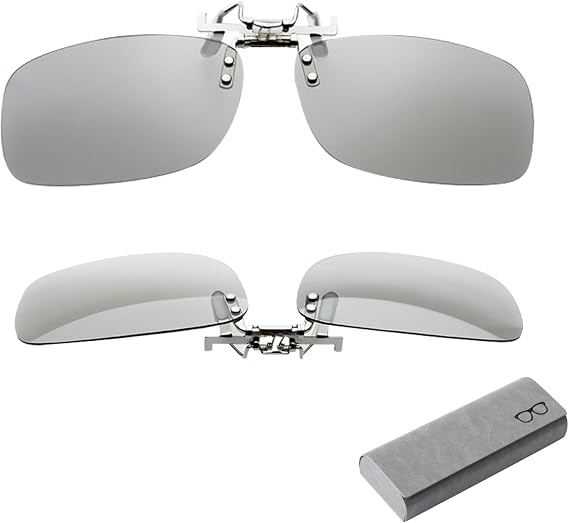 RealD 3D Glasses Clip On (2 Pack), 3D Glasses for Glasses Wearers Movies at Home, 3D Viewing Glasses with Durable Metal Clip & Hard Box