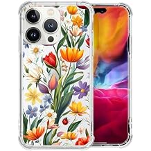 Compatible with iPhone 15 Pro Case,Soft TPU Transparent Shockproof Protective Cover Clear Case for iPhone 15 Pro,Ladybug Flower