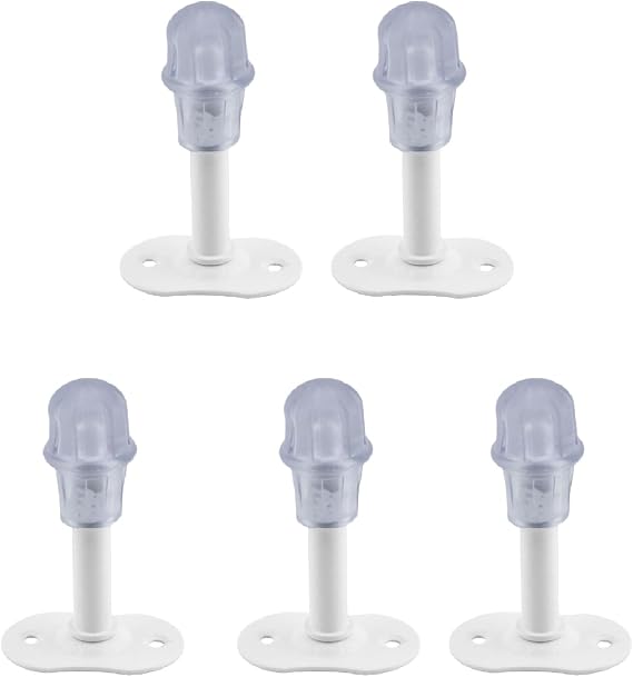 FEYZAYAPI Door Stopper White 8 cm Metal Door Bumper Stopper Holder Door Stop 5 Pieces with Silicone
