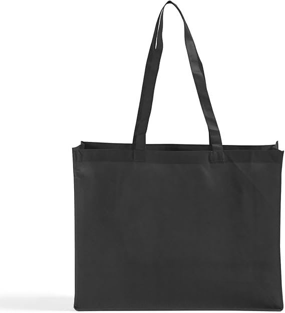 TBF Reusable Non Woven Tote Bags 50 Pcs Durable Large Bulk Bags with Gusset for Events and Gift Use, Natural