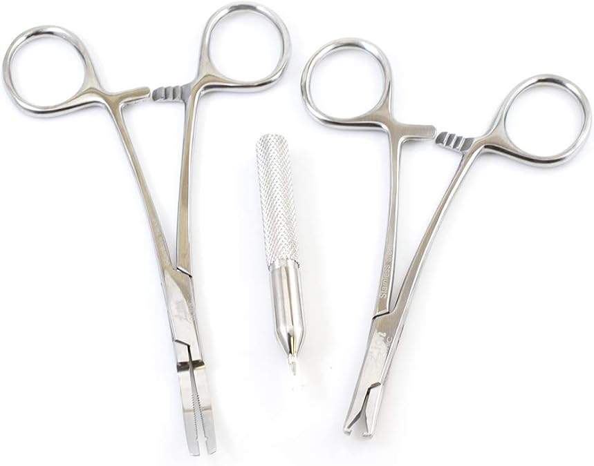 BodyJewelryOnline Pack of 3 Dermal Piercing Tools Dermal Anchor Holder and Insertion Tools