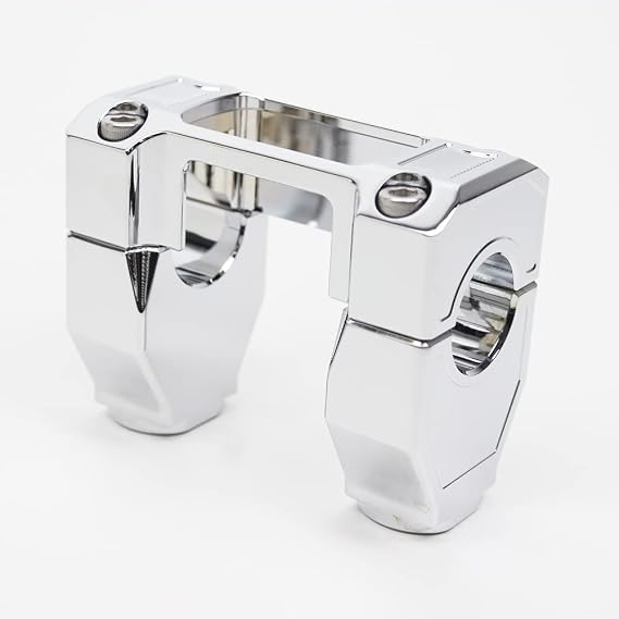 POWER JAMES Chrome 1.25 1 1/4 Inch Straight Handlebar Risers Kit with Gauge Cutout Clamp Cover for Harley 2018 19 20 21 22 23 Breakout FXBR/S