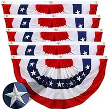 Americana Bunting Flags Outdoor 2x4 Ft,Pleated Fan Flag with Embroidered Stars,Red White and Blue Decorations for 4th of July Independence Day Memorial Day Patriotic Decorations (Set of 5)