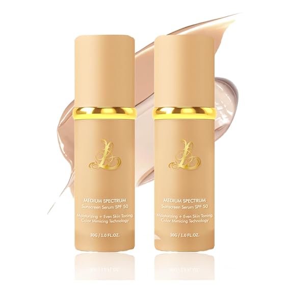 Foundation 4 in 1 - Color Changing Foundation, Medium Spectrum with SPF 50, Hypoallergenic Hydrating Liquid Concealer, Long-lasting & Waterproof Natural Finish - 1.06 fl oz - 2 Pack