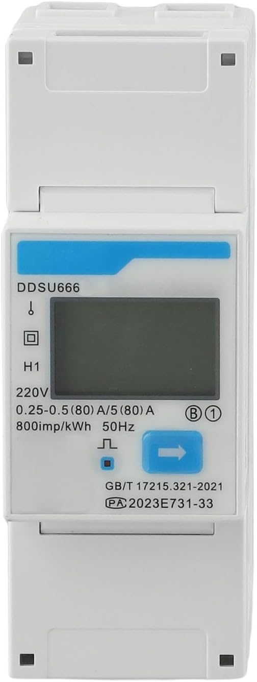 DDSU666 Single Phase DIN Rail Electricity Meter RS485 Sm-art Energy Power Monitor for Solar PV Systems Electric Vehicle Chargers Home Commercial Usage 220-240V 80A