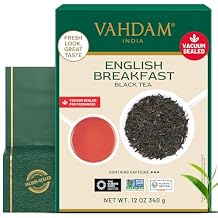 VAHDAM Original English Breakfast Tea (340g/12oz) 170+ Cups | Non GMO, Gluten Free | Strong & Aromatic Loose Leaf | Unblended Single Origin | Vacuum Sealed Pack