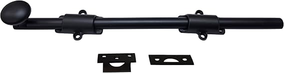 QCAA Solid Brass Dutch Door Bolt, 12", Matte Black, Made in Taiwan, 1 Pack