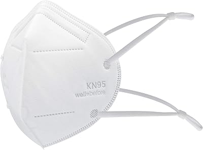 Well Before KN95 Disposable Face Mask | Individually Wrapped 5-layer Protection Mask with Adjustable Headstrap Making It Comfortable Face Masks - 10 Pack