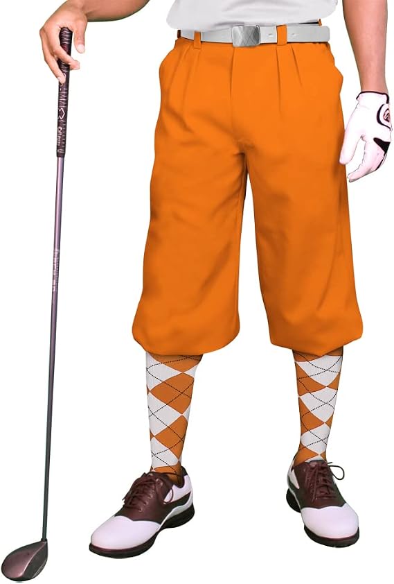 Golf Knickers Orange Microfiber (Plus Fours) for Men