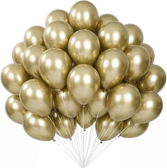 Gold Metallic Balloons Pack of 50 10 Gold Latex Balloons