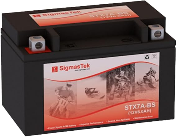 GTX7A-BS Compatible SLA Motorcycle Battery by SigmasTek, STX7A-BS 105CCA