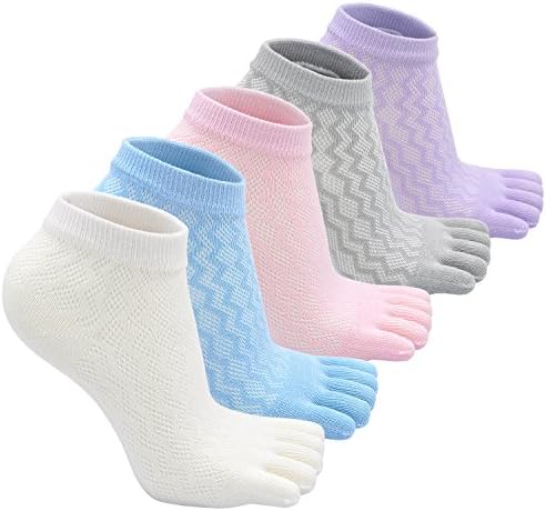 Hellomamma Kids Five Toe Socks Boys Girls Five Finger Sox Running Ankle Cotton Sock 5 Pairs