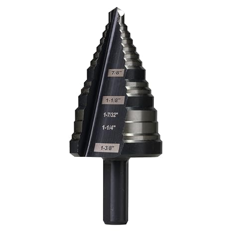 M2 HSS Step Drill Bit Unibit, 1/4"-1-3/8", Metal Wood Plastic