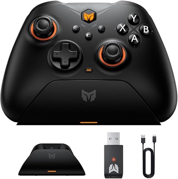 BIGBIG WON Gale PC Wireless Controller (Black) | Motion Aiming, Hall Trigger, 4 Custom Buttons, App Control Game Controller for PC/Switch/iOS/Android with Charging Dock