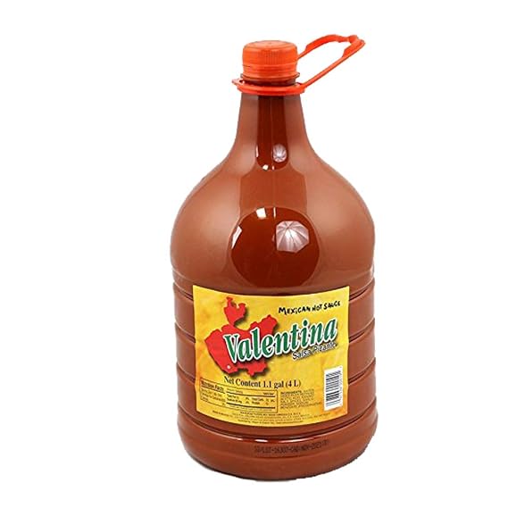 Valentina Mexican Hot Chile Sauce Spices | Picante Salsa Seasoning Salt Spice Mix Made From Chili Peppers Perfect for Chips, Fast Foods, Lunch, Snacks or More 4 Liters ( 1.1 Gallon )