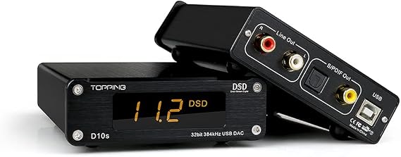 TOPPING D10s USB Digital to Analog Converter, XU208 ES9038Q2M HiFi USB DAC, DSD256 32Bit/384kHz, Coaxial Optical RCA Audio Converter, Mini Desktop DAC for PC/Phone (Black)